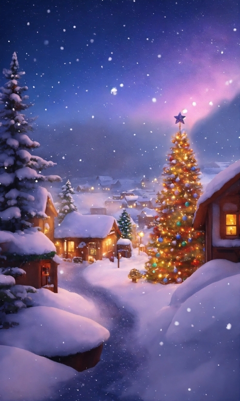 Illustration For Beginners, Sky, Plant, Christmas Tree, Snow, World