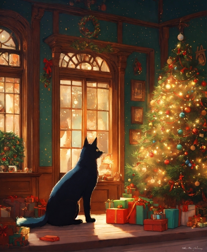 Illustrator Cs4 Download, Christmas Tree, Plant, Cat, Window, Light