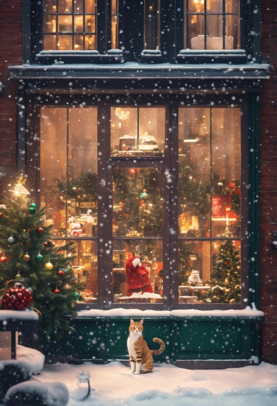 Impressionism Visual Art, Window, Christmas Tree, Snow, Light, Plant