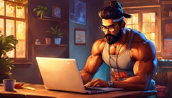 Mahadev Picture, Laptop, Table, Personal Computer, Computer, Picture Frame