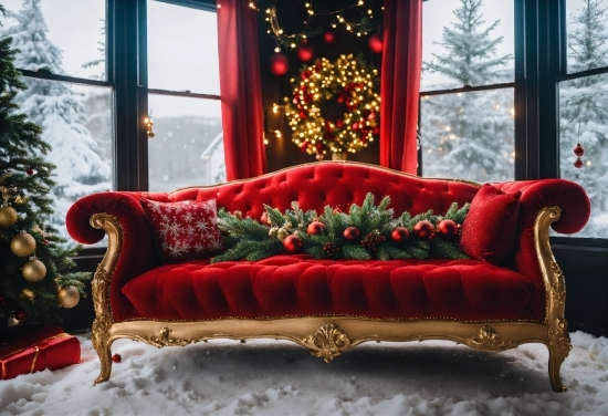 Megan Hess Prints, Furniture, Property, Couch, Snow, Christmas Tree