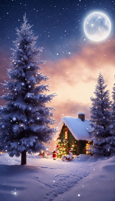 Moebius Art, Christmas Tree, Sky, Plant, Snow, Photograph