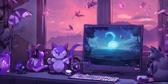 Moon Photos, Computer, Personal Computer, Purple, Light, Peripheral