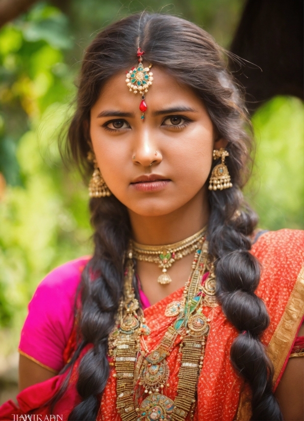 Nude Woman Stock Photo, Lip, Eyelash, Sari, Neck, Temple