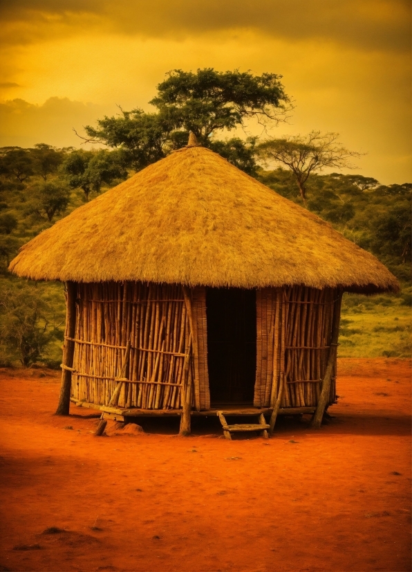 Old Woman Stock Photo, Cloud, Sky, Plant, Tree, Thatching