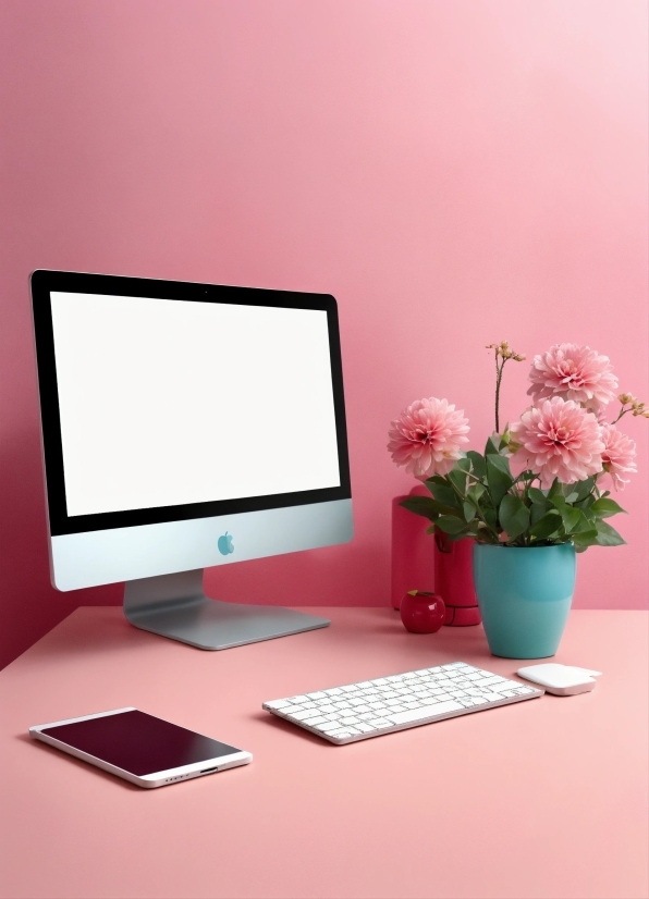 Pet Illustration, Computer, Personal Computer, Flower, Furniture, Computer Desk