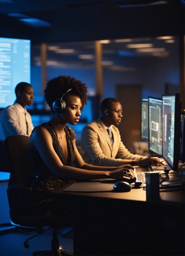 Pexel Stock Images, Personal Computer, Blue, Computer, Table, Flash Photography