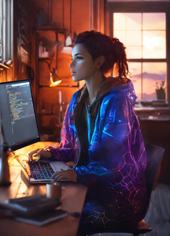 Phone Stock Image, Computer, Personal Computer, Table, Purple, Window