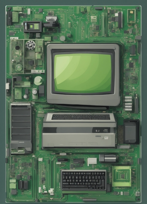 Photography Illustration, Green, Circuit Component, Hardware Programmer, Computer, Electronic Engineering