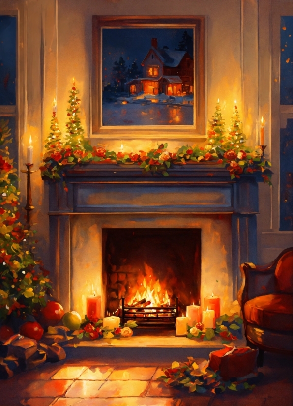 Photoshop Illustrator Free Download, Property, Christmas Tree, Orange, Interior Design, Hearth