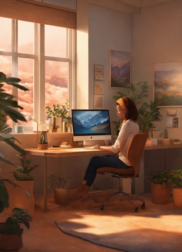 Plant, Building, Personal Computer, Computer Monitor, Houseplant, Flowerpot