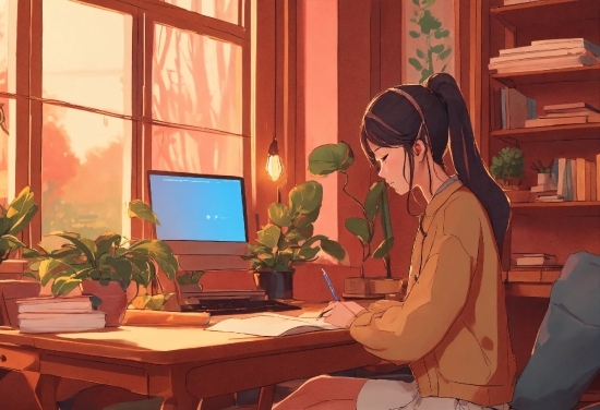 Plant, Table, Window, Houseplant, Computer, Interior Design