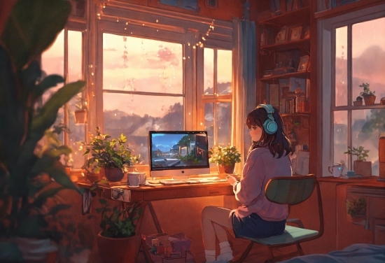 Plant, Window, Houseplant, Computer, Building, Personal Computer