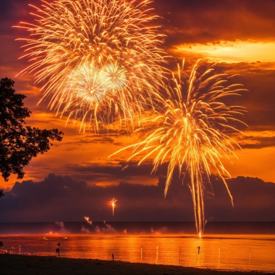 Poster Kemerdekaan Simple, Sky, Cloud, Atmosphere, Photograph, Fireworks