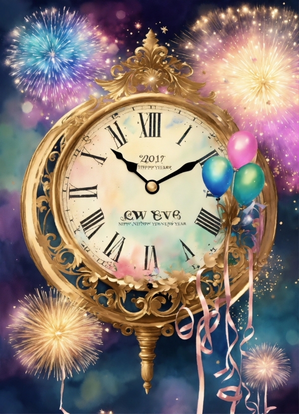 Print Layout, World, Light, Nature, Fireworks, Clock