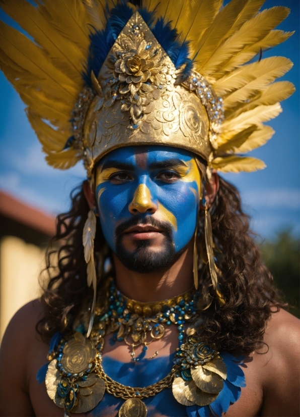 Royalty Free Business Photos, Blue, Yellow, Headgear, Feather, Performing Arts