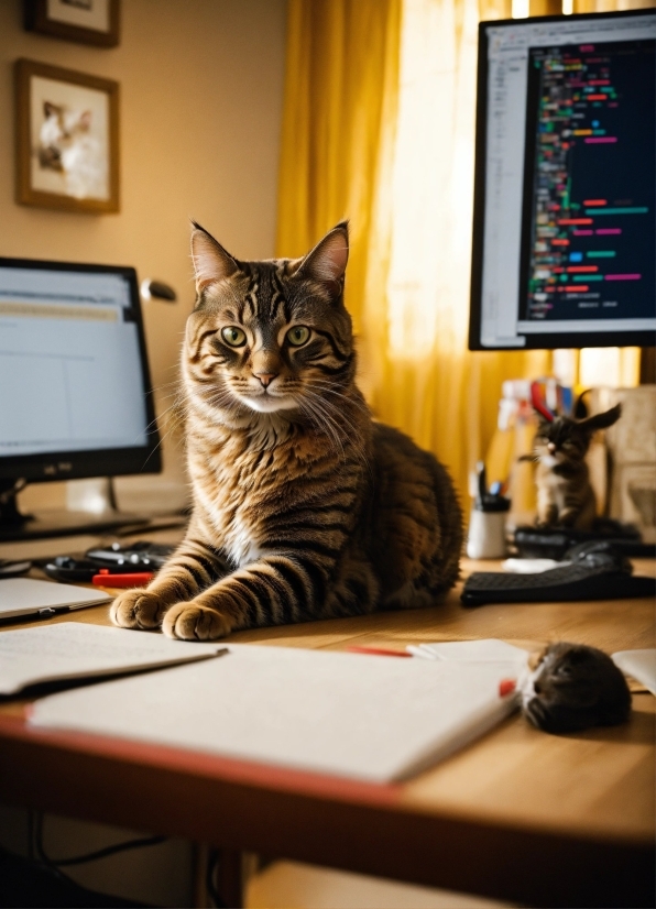 Shutterstock Prints, Table, Cat, Computer, Personal Computer, Felidae