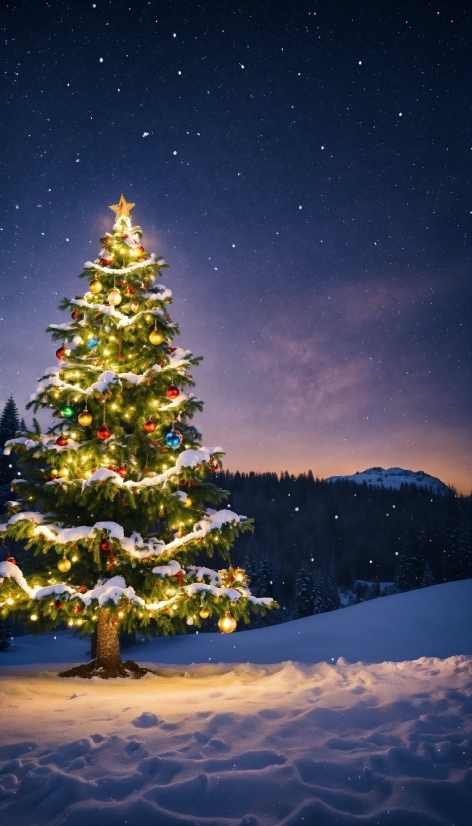 Sky, Christmas Tree, Atmosphere, Snow, World, Light