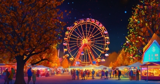 Sky, World, Light, Ferris Wheel, Lighting, Tree