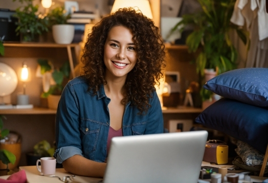 Smile, Computer, Photograph, Laptop, Plant, Lighting