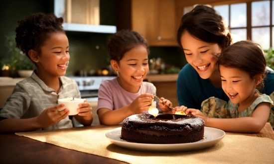 Smile, Face, Food, Tableware, Shirt, Table