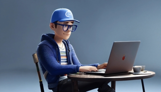 Stock Image Man, Computer, Glasses, Personal Computer, Laptop, Table