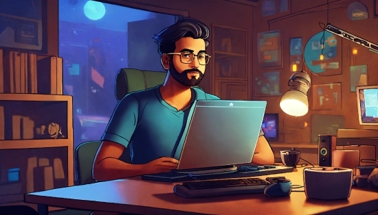 Stock Photo Logo, Computer, Glasses, Personal Computer, Table, Laptop