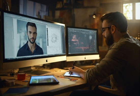 Stockphoto Adobe, Computer, Table, Personal Computer, Computer Monitor, Peripheral