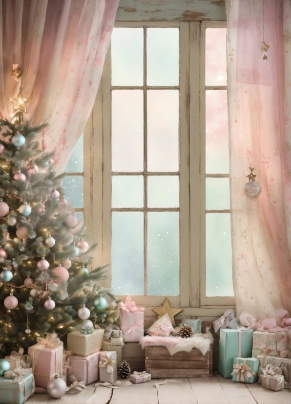 The Annunciation Painting, Christmas Tree, Property, Window, Light, Decoration