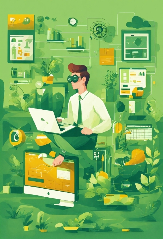 Toilet Illustration, Green, Product, Organism, Art, Laptop