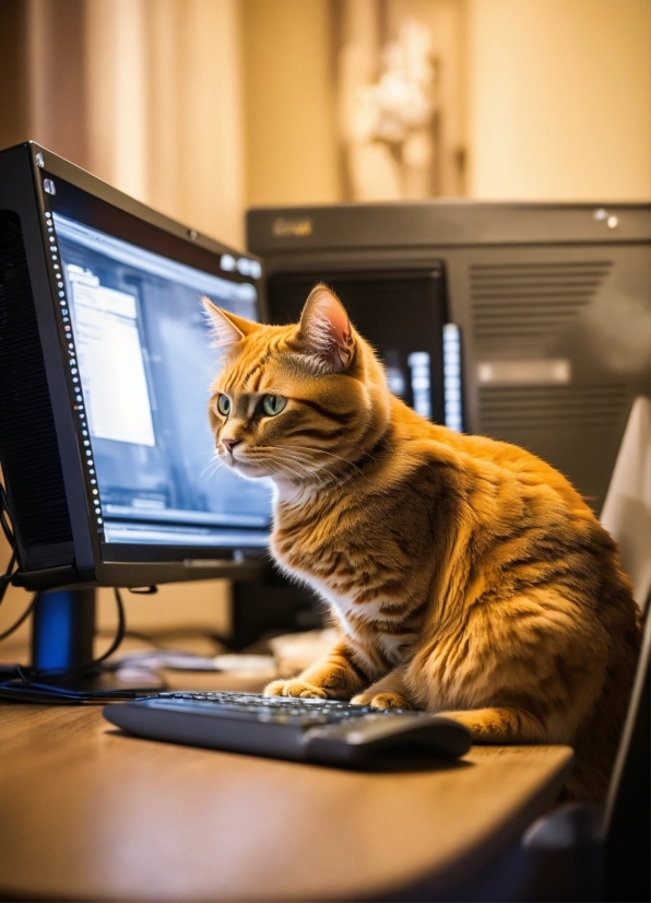 Ucartia, Cat, Computer, Personal Computer, Felidae, Computer Monitor