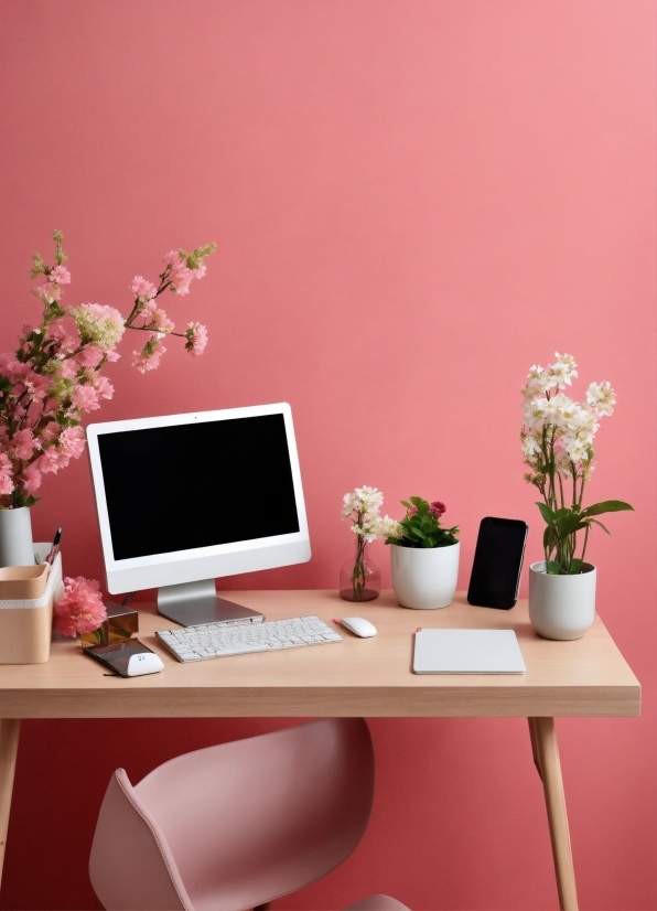 Vector Background Yellow, Flower, Computer, Table, Personal Computer, Plant