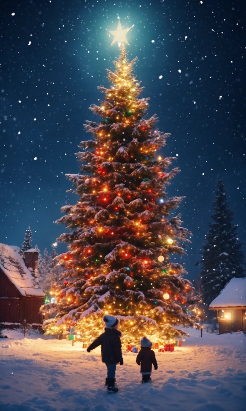 Vector Design Online, Christmas Tree, Sky, Snow, Plant, World