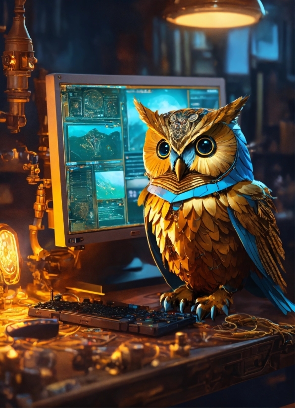 Vector Illustration Images, Bird, Owl, Beak, Laptop, Art