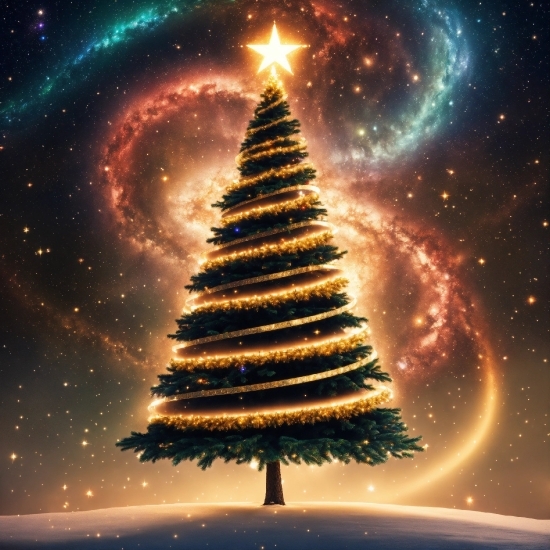 Vector Line Art, Christmas Tree, Atmosphere, World, Light, Nature