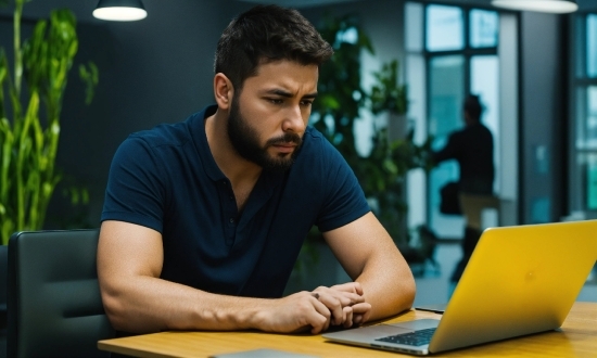 Vector T Shirt Mockup, Computer, Laptop, Personal Computer, Table, Beard