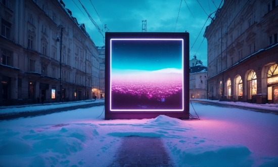 Video Illustration, Sky, Building, Window, Snow, Purple