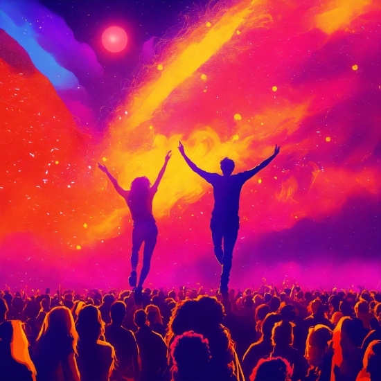 Wall Painting For Living Room, Light, Entertainment, Purple, Orange, Concert