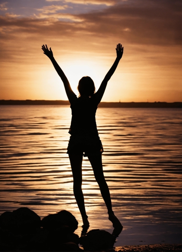 Water, Sky, People In Nature, Flash Photography, Happy, Gesture