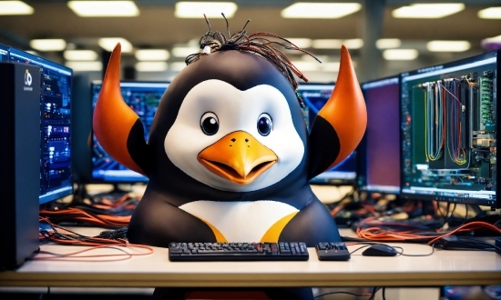 Website For Free Stock Images, Penguin, Computer, Personal Computer, Toy, Table