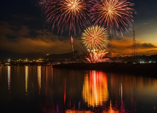 Wet T Shirt Poster, Sky, Water, Fireworks, Atmosphere, Photograph