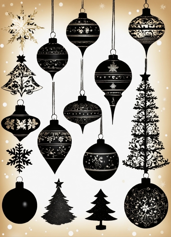 White, Black, Line, Art, Christmas Tree, Font