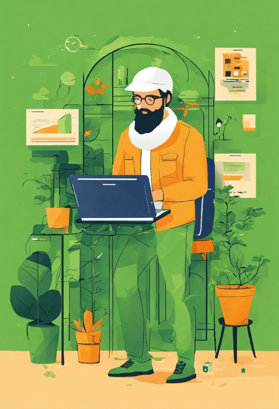 Yoga Vector, Plant, Product, Computer, Green, Personal Computer