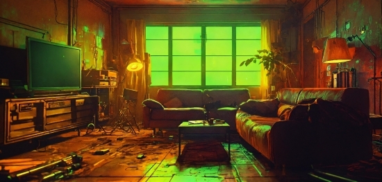 Ai Anime Generator From Image, Couch, Furniture, Green, Building, Studio Couch