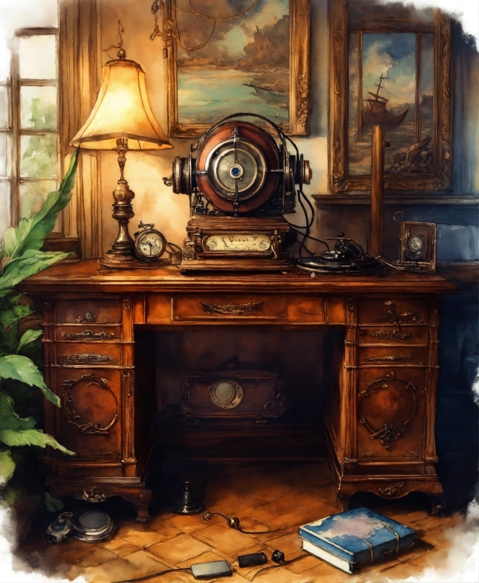 Ai Art Generator Based On Image, Cabinetry, Furniture, Table, Drawer, Plant