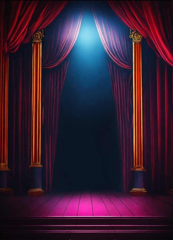 Ai Artificial Intelligence Music, Theater Curtain, Stage Is Empty, Purple, Entertainment, Textile