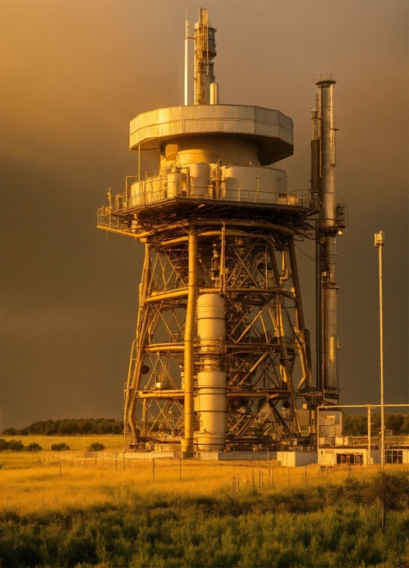 Ai Edit Photo, Building, Sky, Tower, Plant, Silo