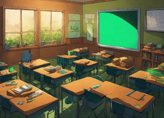 Anime 4k Wallpaper Iphone, Furniture, Window, Table, Green, Interior Design