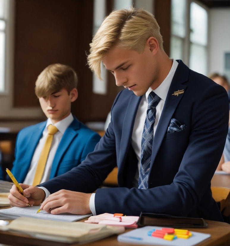 Anime Photo Wallpaper, Table, Tie, Window, Suit, Blazer