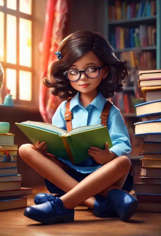 Anime Quotes Wallpaper, Glasses, School Uniform, Leg, Smile, Book